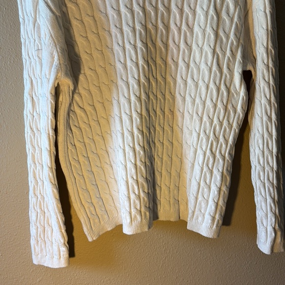 Nordstrom Cable Knit Crew Neck Sweater XL Off-White Merino Wool Blend Long Slv - Picture 7 of 8